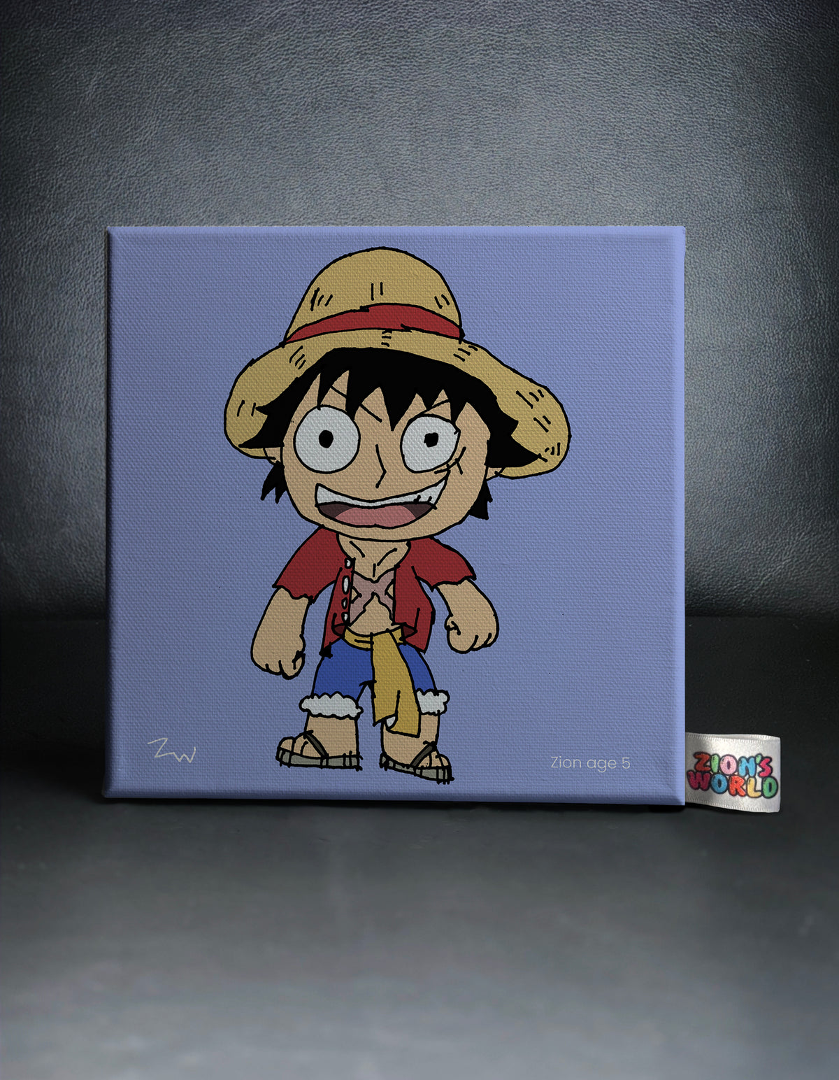 Monkey D Luffy One Piece Canvas - Drawn & Coloured By Zion, Age 5 - [No. 324]